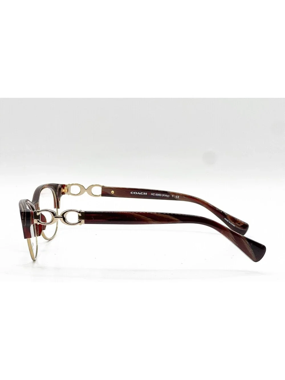 Coach HC 5063 5271 Burgundy Horn Gold Cat Eye Eyeglass Frames 51-16-135